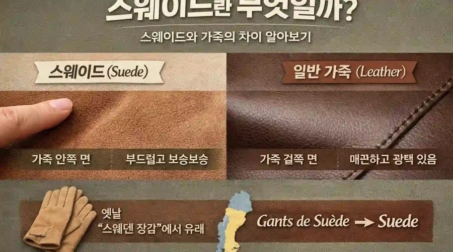 스웨이드 일반 가죽 차이 설명하는 그림
